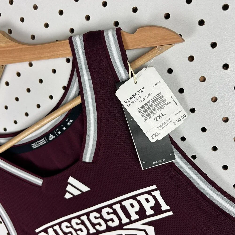 Mississippi State Bulldogs Basketball Jersey Sz XXL NWT $90 RETAIL Maroon White‎